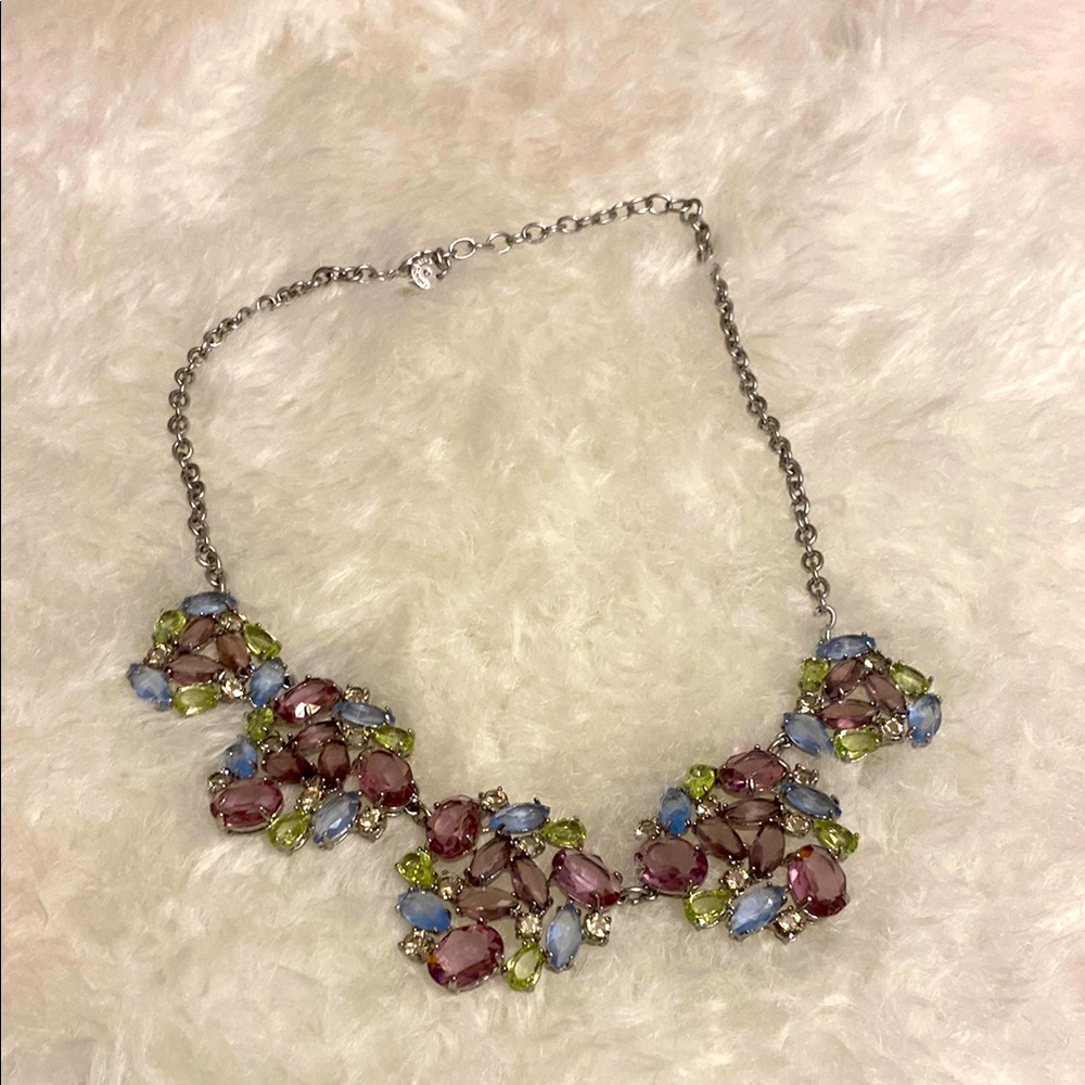Talbots 10” necklace w/white, purple,green & light blue stones